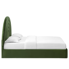 Solana Moss Green Arched Performance Velvet King Platform Bed - Ornate Home