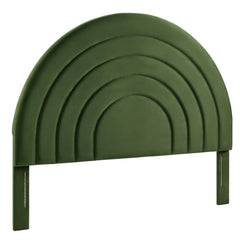 Solana Moss Green Arched Performance Velvet Queen Headboard - Ornate Home