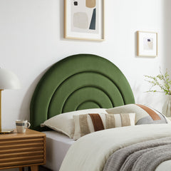Solana Moss Green Arched Performance Velvet Twin Headboard - Ornate Home