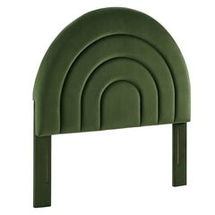 Solana Moss Green Arched Performance Velvet Twin Headboard - Ornate Home