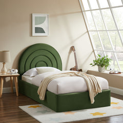 Solana Moss Green Arched Performance Velvet Twin Platform Bed - Ornate Home