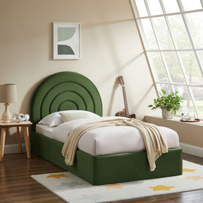Solana Moss Green Arched Performance Velvet Twin Platform Bed - Ornate Home