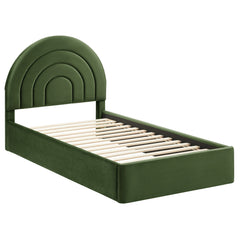 Solana Moss Green Arched Performance Velvet Twin Platform Bed - Ornate Home
