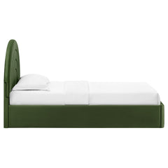 Solana Moss Green Arched Performance Velvet Twin Platform Bed - Ornate Home