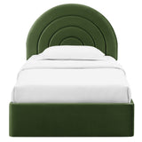 Solana Moss Green Arched Performance Velvet Twin Platform Bed - Ornate Home
