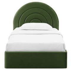 Solana Moss Green Arched Performance Velvet Twin Platform Bed - Ornate Home