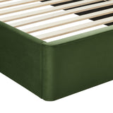 Solana Moss Green Arched Performance Velvet Twin Platform Bed - Ornate Home