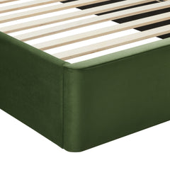 Solana Moss Green Arched Performance Velvet Twin Platform Bed - Ornate Home