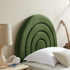 Solana Moss Green Arched Performance Velvet Twin Platform Bed - Ornate Home