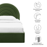 Solana Moss Green Arched Performance Velvet Twin Platform Bed - Ornate Home
