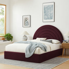 Solana Mulberry Arched Performance Velvet Full Platform Bed - Ornate Home
