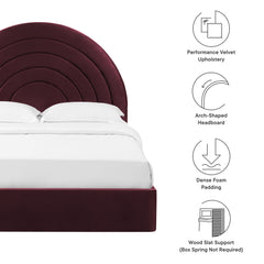 Solana Mulberry Arched Performance Velvet Full Platform Bed - Ornate Home