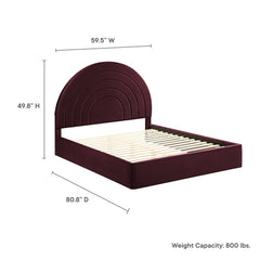 Solana Mulberry Arched Performance Velvet Full Platform Bed - Ornate Home
