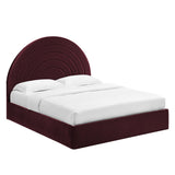 Solana Mulberry Arched Performance Velvet King Platform Bed - Ornate Home