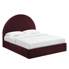 Solana Mulberry Arched Performance Velvet King Platform Bed - Ornate Home