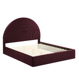 Solana Mulberry Arched Performance Velvet King Platform Bed - Ornate Home