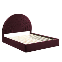 Solana Mulberry Arched Performance Velvet King Platform Bed - Ornate Home