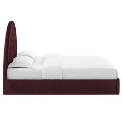 Solana Mulberry Arched Performance Velvet King Platform Bed - Ornate Home