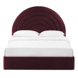 Solana Mulberry Arched Performance Velvet King Platform Bed - Ornate Home