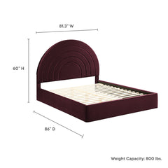 Solana Mulberry Arched Performance Velvet King Platform Bed - Ornate Home