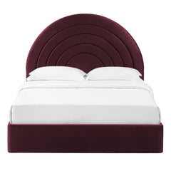 Solana Mulberry Arched Performance Velvet Queen Platform Bed - Ornate Home