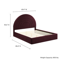 Solana Mulberry Arched Performance Velvet Queen Platform Bed - Ornate Home