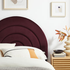 Solana Mulberry Arched Performance Velvet Twin Headboard - Ornate Home