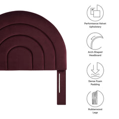 Solana Mulberry Arched Performance Velvet Twin Headboard - Ornate Home