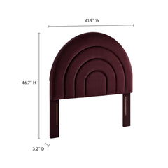 Solana Mulberry Arched Performance Velvet Twin Headboard - Ornate Home
