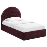 Solana Mulberry Arched Performance Velvet Twin Platform Bed - Ornate Home