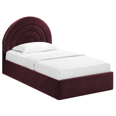 Solana Mulberry Arched Performance Velvet Twin Platform Bed - Ornate Home