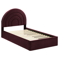 Solana Mulberry Arched Performance Velvet Twin Platform Bed - Ornate Home