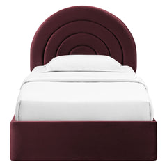 Solana Mulberry Arched Performance Velvet Twin Platform Bed - Ornate Home