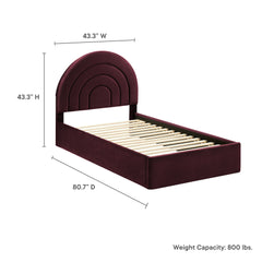 Solana Mulberry Arched Performance Velvet Twin Platform Bed - Ornate Home