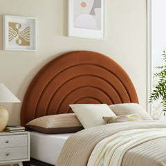 Solana Rust Arched Performance Velvet Full Headboard - Ornate Home