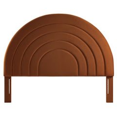 Solana Rust Arched Performance Velvet Full Headboard - Ornate Home