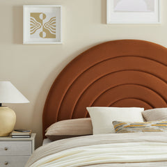 Solana Rust Arched Performance Velvet Full Headboard - Ornate Home