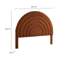 Solana Rust Arched Performance Velvet Full Headboard - Ornate Home