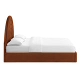 Solana Rust Arched Performance Velvet Full Platform Bed - Ornate Home