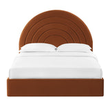 Solana Rust Arched Performance Velvet Full Platform Bed - Ornate Home