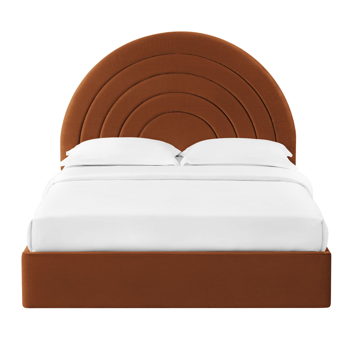 Solana Rust Arched Performance Velvet Full Platform Bed - Ornate Home