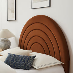 Solana Rust Arched Performance Velvet Full Platform Bed - Ornate Home