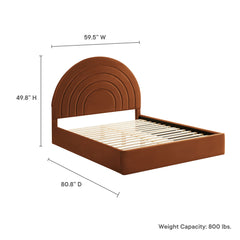Solana Rust Arched Performance Velvet Full Platform Bed - Ornate Home