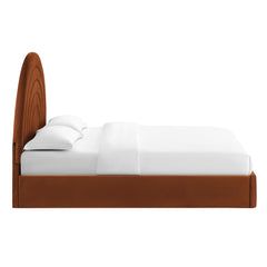 Solana Rust Arched Performance Velvet King Platform Bed - Ornate Home