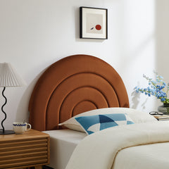 Solana Rust Arched Performance Velvet Twin Headboard - Ornate Home