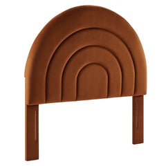 Solana Rust Arched Performance Velvet Twin Headboard - Ornate Home