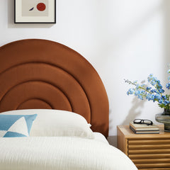 Solana Rust Arched Performance Velvet Twin Headboard - Ornate Home
