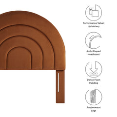 Solana Rust Arched Performance Velvet Twin Headboard - Ornate Home
