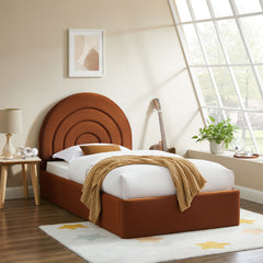 Solana Rust Arched Performance Velvet Twin Platform Bed - Ornate Home