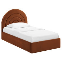 Solana Rust Arched Performance Velvet Twin Platform Bed - Ornate Home